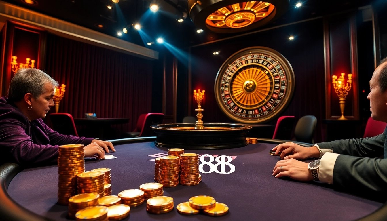 Experience high-stakes excitement at 888b with blackjack tables and vibrant casino ambiance.