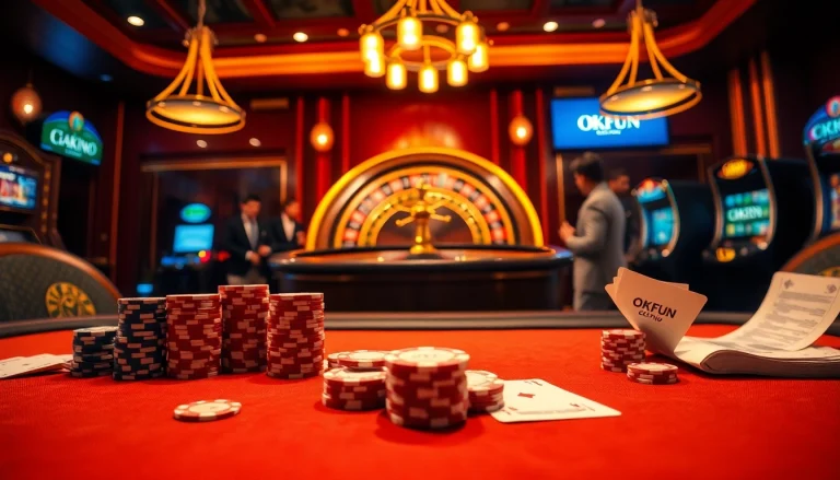 Engaging poker gameplay at OKFUN casino, highlighting excitement and skill in the moment.