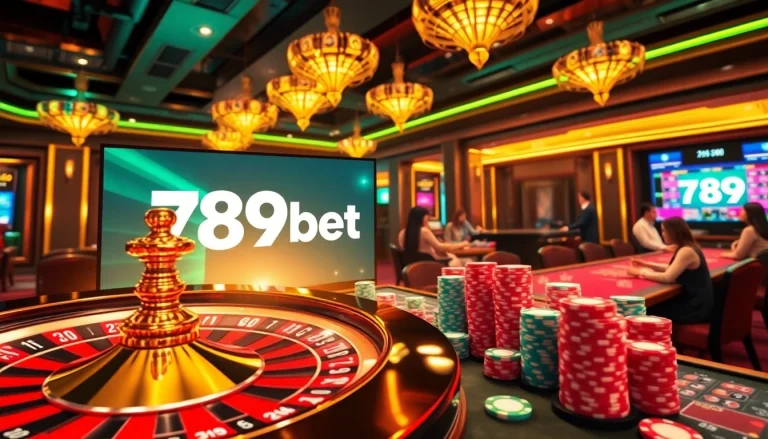 Casual players enjoying an exciting online gaming experience with 789bet com, featuring casino tables and vibrant chips.