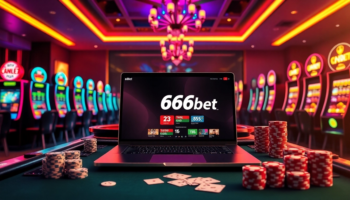 Experience high-stakes gaming and excitement with 667bet at a luxurious casino setting.