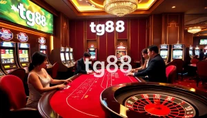 Exciting players engaging in high-stakes bets at tg88's luxurious casino environment.