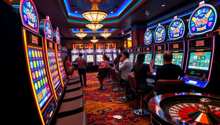 Players enjoying thrilling slot games in a luxurious casino setting