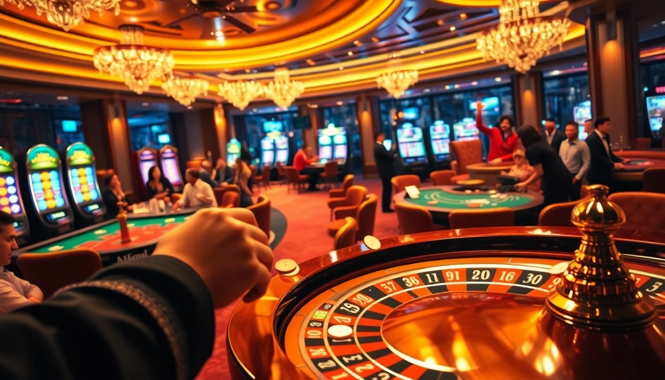Experience the thrill of F8bet with vibrant casino scenes filled with excitement and luxury.