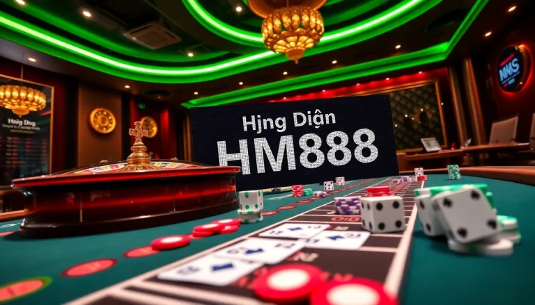 Engaging online gaming scene featuring Hướng Dẫn HM88 with vibrant casino elements and high-stakes excitement.