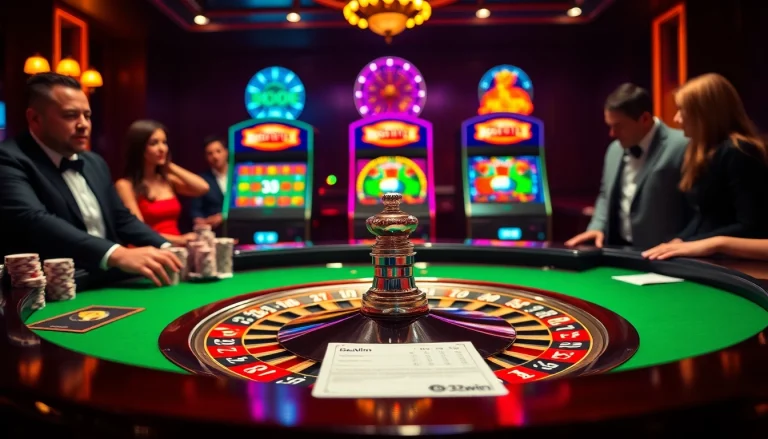 Players engaging in thrilling roulette at 32win casino, showcasing excitement and high stakes.