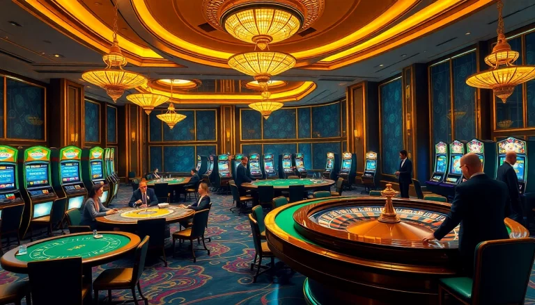 Experience the allure of crypto casinos with vibrant gaming tables and unique decor.