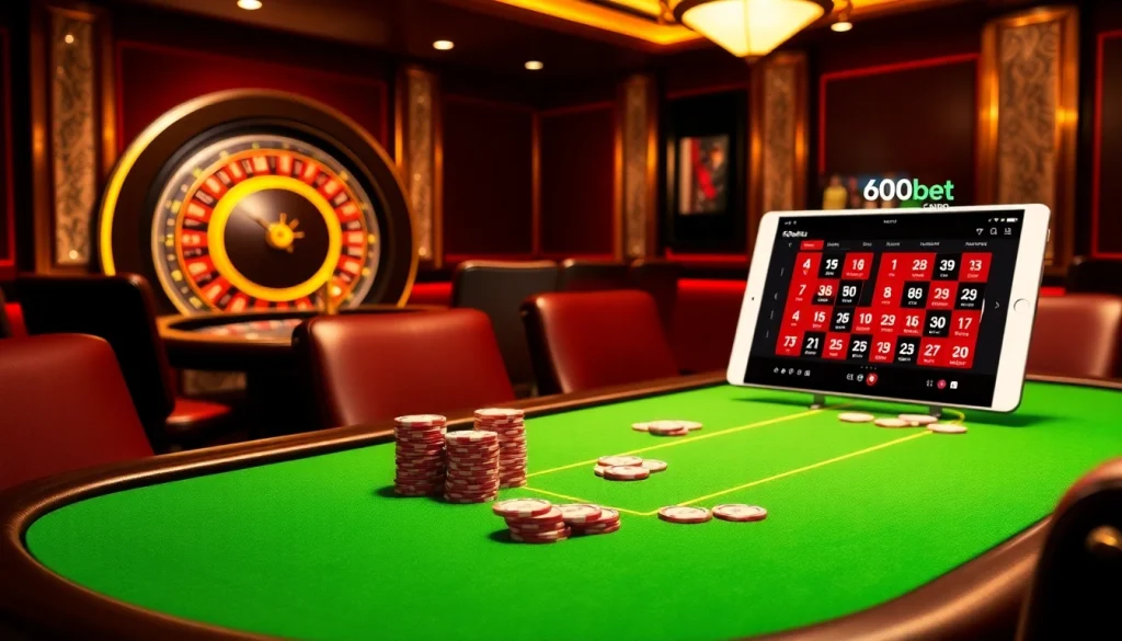 Experience the thrill of 600bet with a dazzling casino atmosphere featuring poker and roulette.