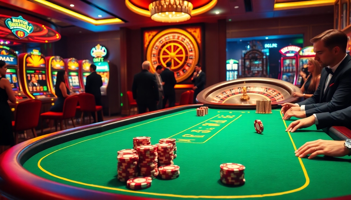 S8 poker chips and players at a luxury casino table, showcasing excitement in a vibrant gaming atmosphere.