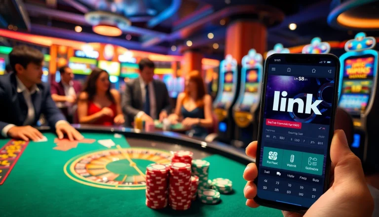 Experience thrilling gameplay at a casino featuring the link S8 in the background.