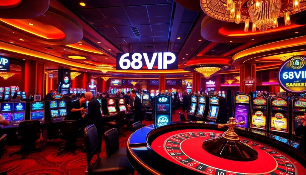 Experience thrilling gameplay at 68VIP casino with vibrant tables and gaming excitement.