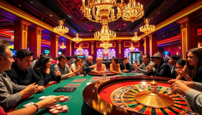 Jouez à des jeux passionnants dans un casino en ligne entouré d'une ambiance énergique.