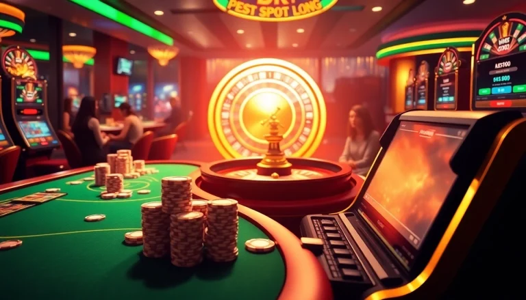 casino en ligne retrait instantané with poker chips and slot machines in a luxurious setting