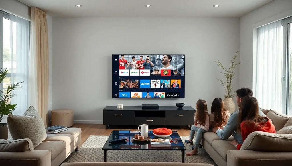 Experience Iron tv pro with a family enjoying a movie night in a stylish living room.