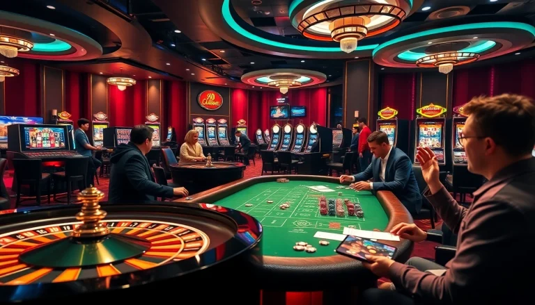 Engage with thrilling casino games on 8kbet3.com, featuring elegant table scenes and vibrant gaming interfaces.