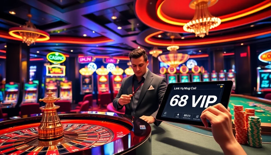 Experience thrilling gameplay with Link Vào Nhà Cái 68VIP at an upscale casino.
