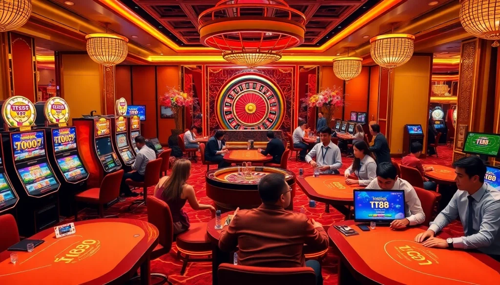 Experience the thrill of online gaming with TT88, featuring vibrant slot machines and exciting table games.