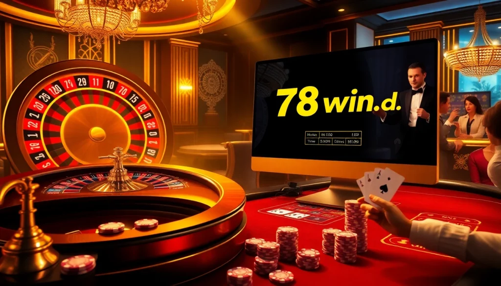 Experience the thrill of online gaming at 78win.id with vibrant casino elements and engaging visuals.