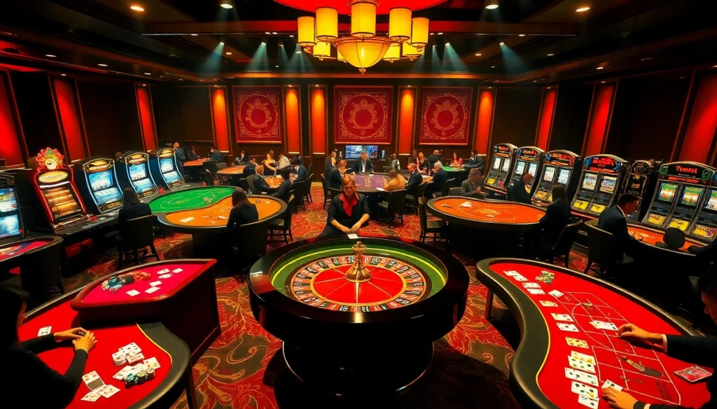 Experience thrilling gameplay at 789f with players engaging at casino tables and slot machines.