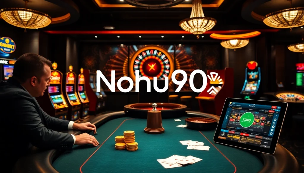 Experience the excitement of Nohu90 with vibrant slot machines and poker action.