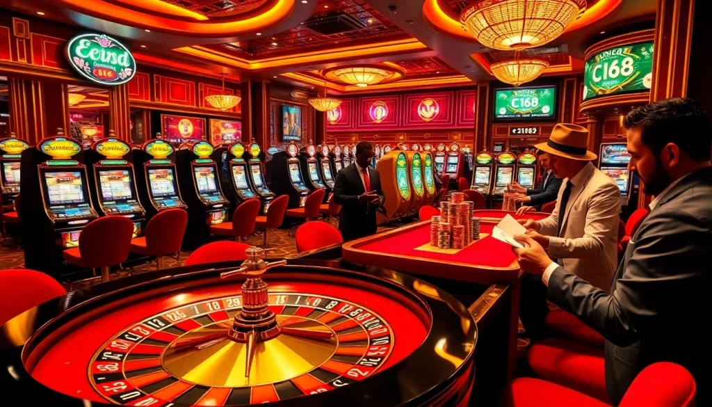 C168 roulette table action with vibrant chips and intense players in a luxurious casino setting.