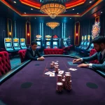 Feel the excitement at Luck8 while playing cards at a luxurious casino poker table.