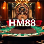 Professional players enjoying a game at the HM88 casino with elegant decor and poker chips.